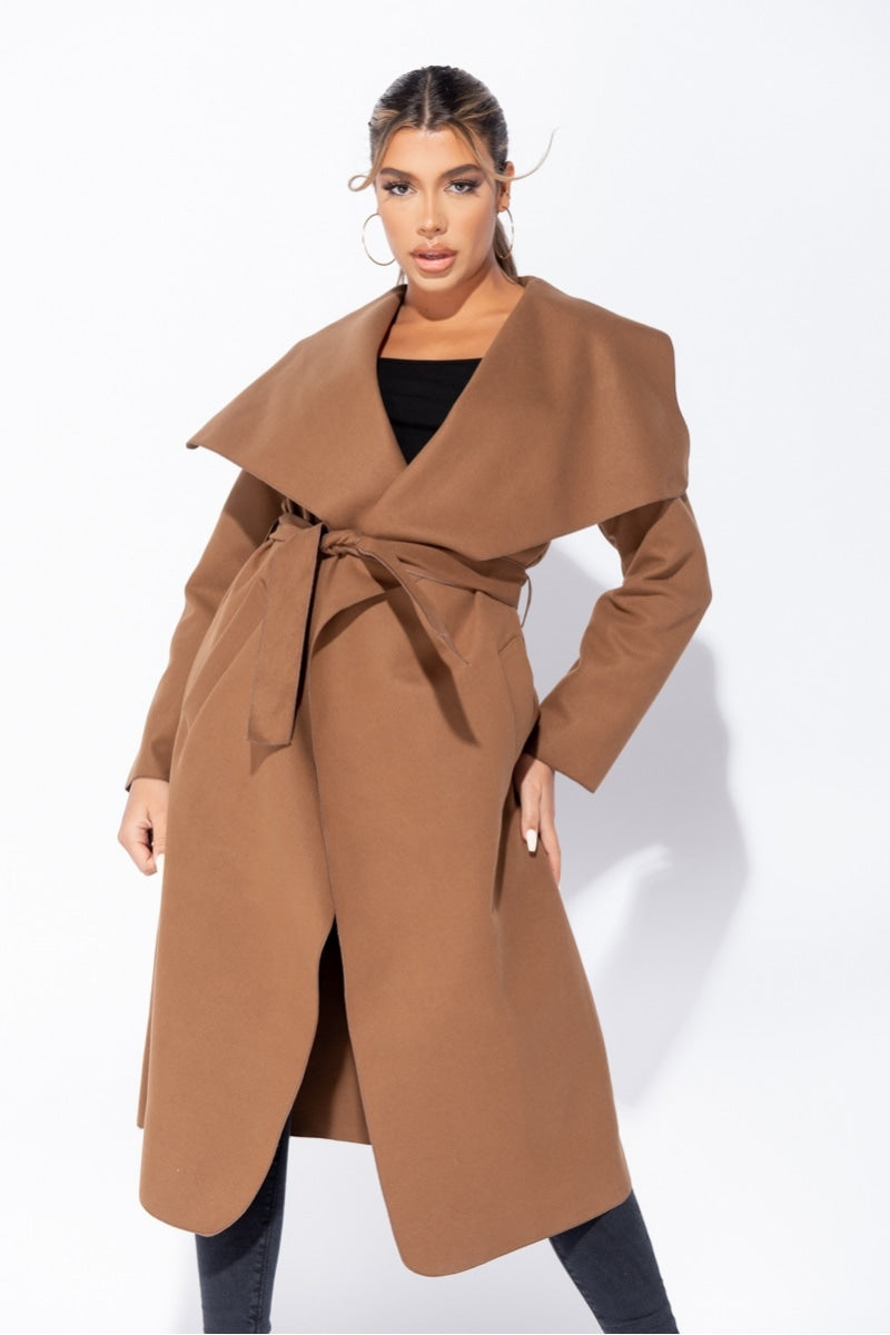 Belted clearance waterfall coat